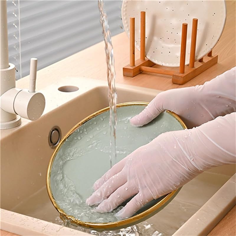 30 Pieces Disposable Latex Nitrile Tableware Gloves, 12 Inches Long, for Cleaning and Home, Durable, Waterproo