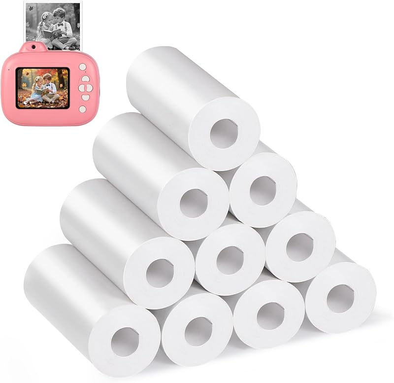 Diboniur 10 Rolls of White Thermal Paper for Children's Camera | Pack of 10 for Parents and Children, 5.5 cm W