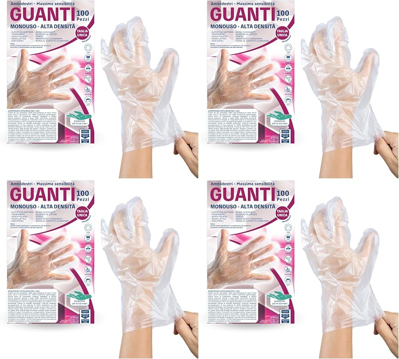 Bottari 100pcs HDPE Dust-Free Disposable Gloves, Heavy Duty Gloves for Cleaning, Food, Garden, DIY and Home (4