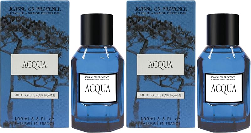 Jean En Provence Acqua Men's Perfume Eau de Toilette Spray 100 ml Made in France in Grasse (Pack of 2)