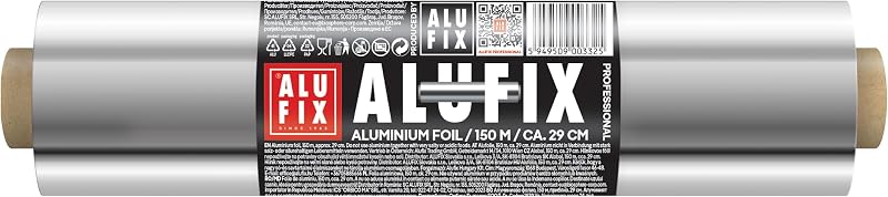 ALUFIX aluminium foil for baking / 1 roll / 29 cm x 150 m / 10 μm / silver / tear-resistant / heat and moistur