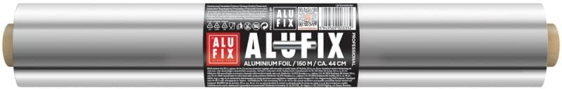 ALUFIX aluminium foil for baking / 1 roll / 44 cm x 150 m / 10 μm / silver / tear-resistant / heat and moistur
