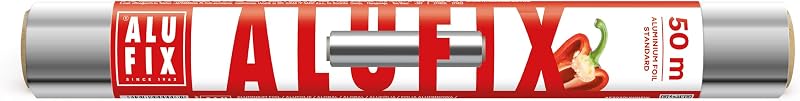 ALUFIX aluminium foil for baking / 1 roll / 29 cm x 50 m / 10 μm / silver / tear-resistant / heat and moisture