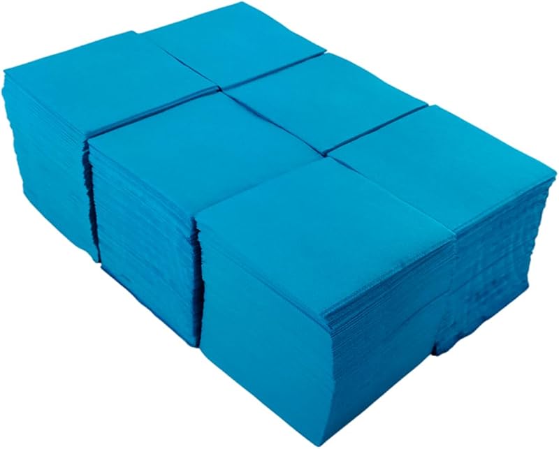 Hostelnovo - Pack of 600 Turquoise Micro-Dot Disposable Paper Napkins 10 x 10 cm (Folded) and 20 x 20 cm (Unfo