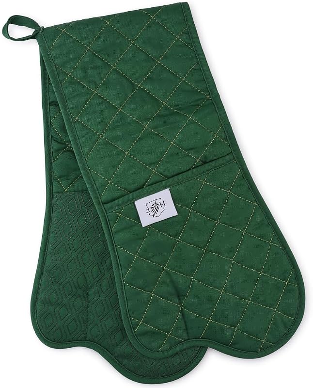 Homefolk Double Oven Mitts Silicone Heat Resistant Oven Gloves for Cooking, Baking and BBQ - Waterproof, Non-S
