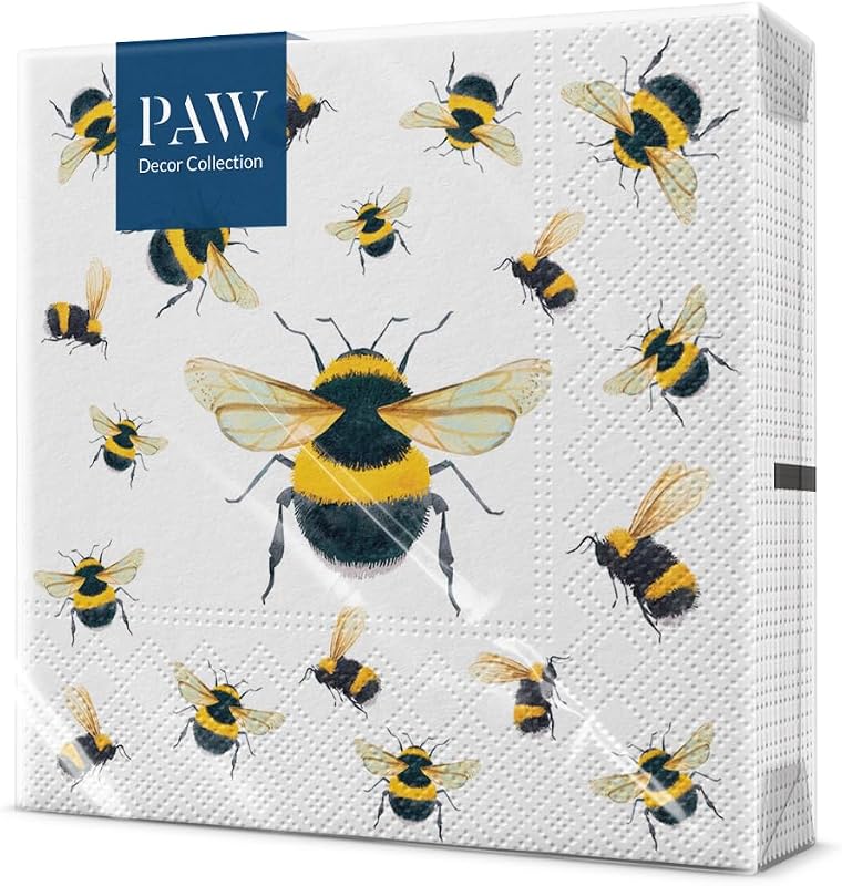 PAW - 20-Piece Multi-Coloured Napkins | Paper Napkins 33 x 33 cm | Napkins with Fruit Design Perfect for Parti