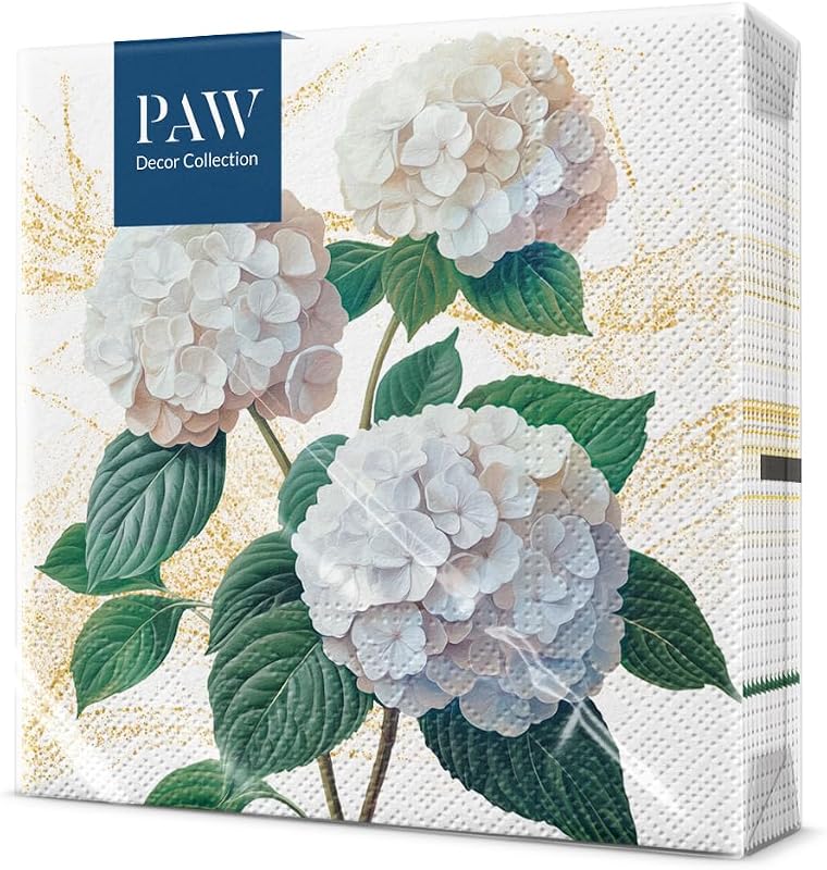 PAW - Flower Napkins 20 Pieces | Paper Napkins 33 x 33 cm | Floral Napkins Perfect for Parties and Birthdays |