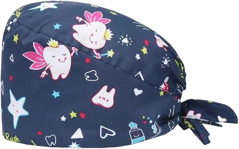 Fopytu Bonnet Chirurgical, Charlotte De Dentiste Imprimée De Dents, Bonnet De Protection pour Femme, Infirmier