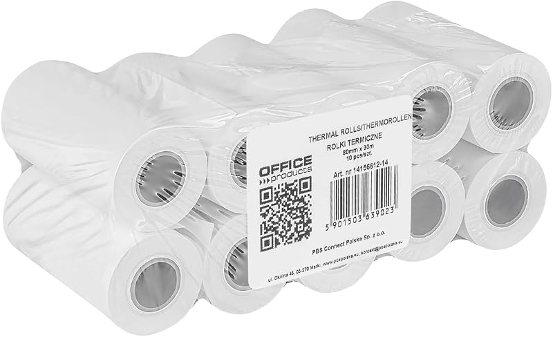 OFFICE PRODUCTS Thermal Cash Register Paper Rolls / 10 Rolls - 80mm x 30m/White/Thermal Paper Rolls for Receip