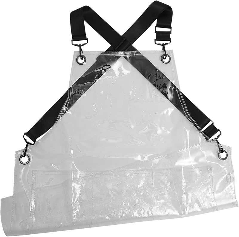 Ciieeo Tablier Transparent Facile à Laver Ranger pour Coiffeur en Tpu Imperméable Sangle Réglable Croisée Adap