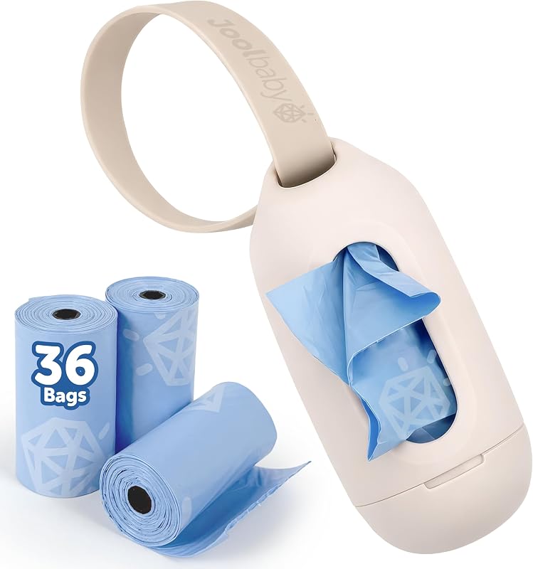 Jool Baby Disposable Diaper Bag Dispenser (Oatmeal) + 3 Refill Rollers (Lavender Scent) - Attaches to Stroller