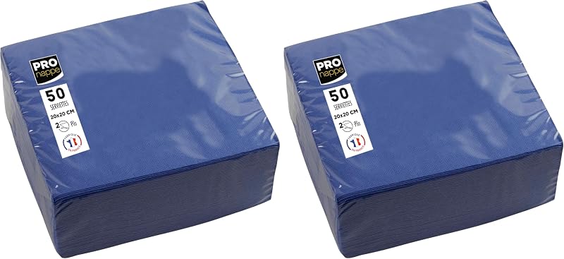 Pronappe SV622010I Cocktail Napkins 20 x 20 cm Pack of 50 Micro-Embossed 2-Ply Wadding Navy Blue