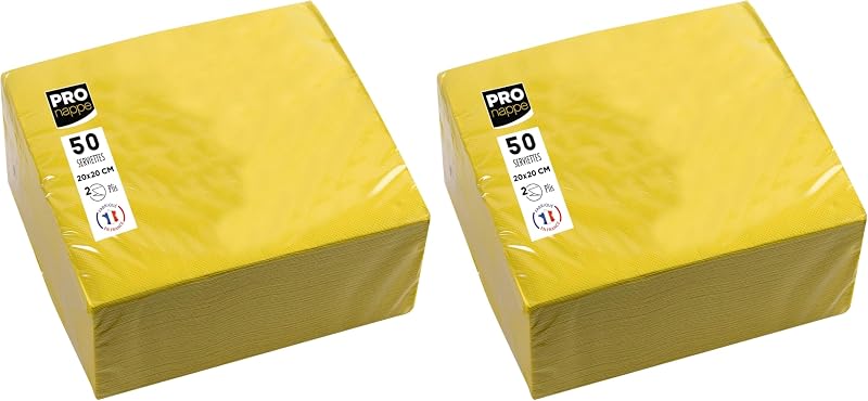 Pronappe SV622024I Cocktail Napkins 20 x 20 cm 2-Ply Micro-Embossed Paper Pack of 2 Yellow