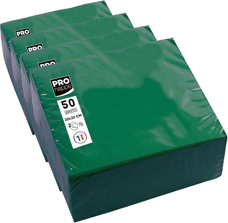Pronappe SV622007I Cocktail Napkins 20 x 20 cm Pack of 50 Micro-Embossed 2-Ply Wadding Pine Green