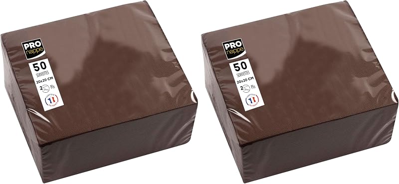 Pronappe SV622011I Cocktail Napkins 20 x 20 cm 2-Ply Micro-Embossed Paper 2 Ply Chocolate (Pack of 2)