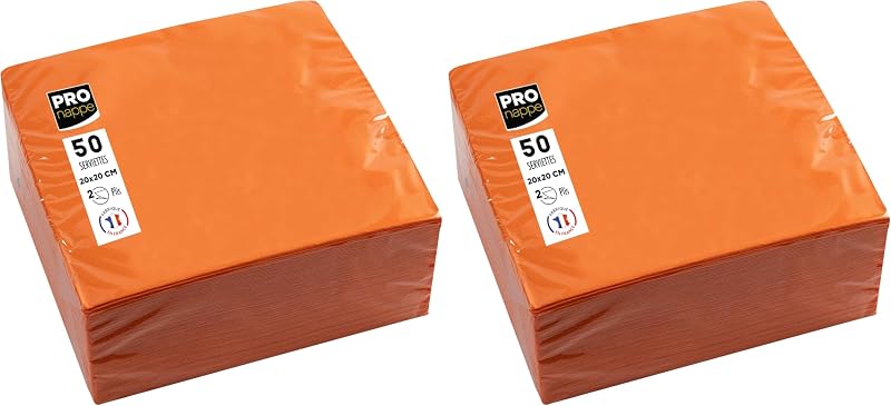 Pronappe SV622012I Cocktail Napkins 20 x 20 cm 2-Ply Micro-Embossed Paper Pack of 2 Orange (Pack of 2)