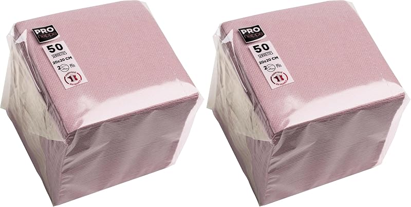 Pronappe SV622003I Cocktail Napkins 20 x 20 cm Pack of 50 Micro-Embossed Paper 2-Ply Wadding Antique Pink (Pac