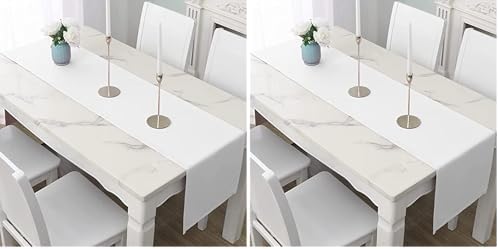 LivinEase – Chemin de Table pour Table à Manger 42 x 240 cm – Élégamment drapé, 250 g/m² Blanc Chemin de Table