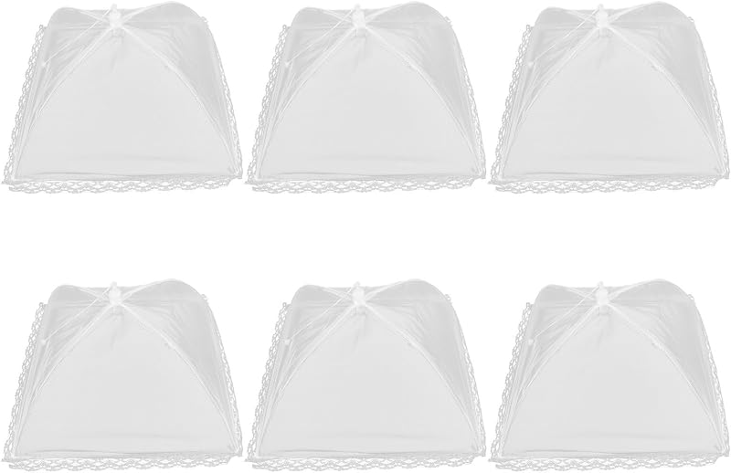 Ciieeo 6 Pièces Couvercles Alimentaires Pliables en Maille Fine Blanche, Protection des Aliments, Réutilisable