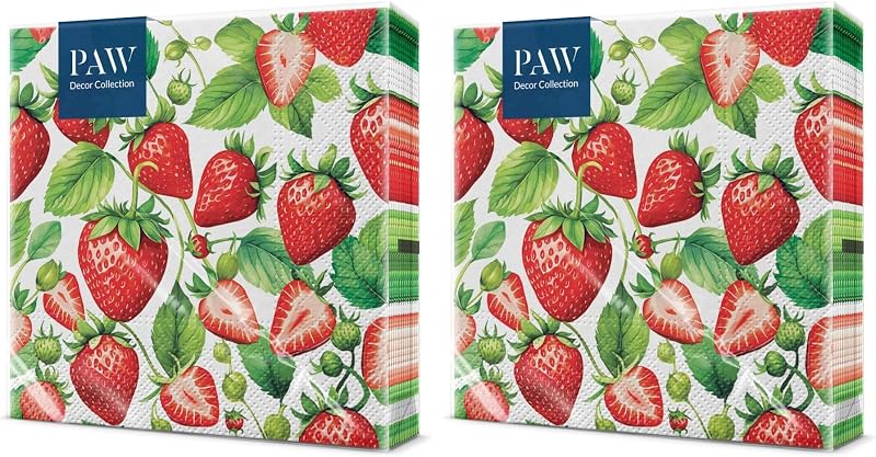 PAW - 20-Piece Multi-Coloured Napkins | Paper Napkins 33 x 33 cm | Fruit Design Napkins Perfect for Parties an