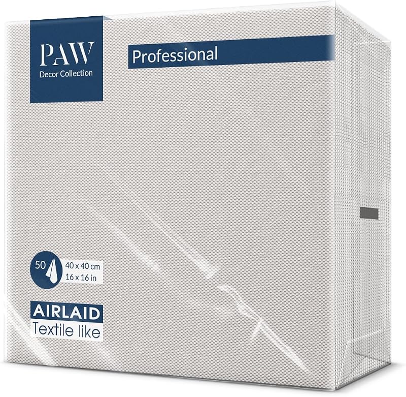 PAW - 50 Airlaid Napkins (40 x 40 cm) | Premium Absorbent Disposable Napkins | Ideal for Weddings, Parties and