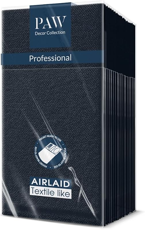 PAW - 50 Airlaid Napkins Cutlery Pouch (1/8 Fold) | Fabric Look, 25 Pieces | Ideal for Wedding, Christening, C