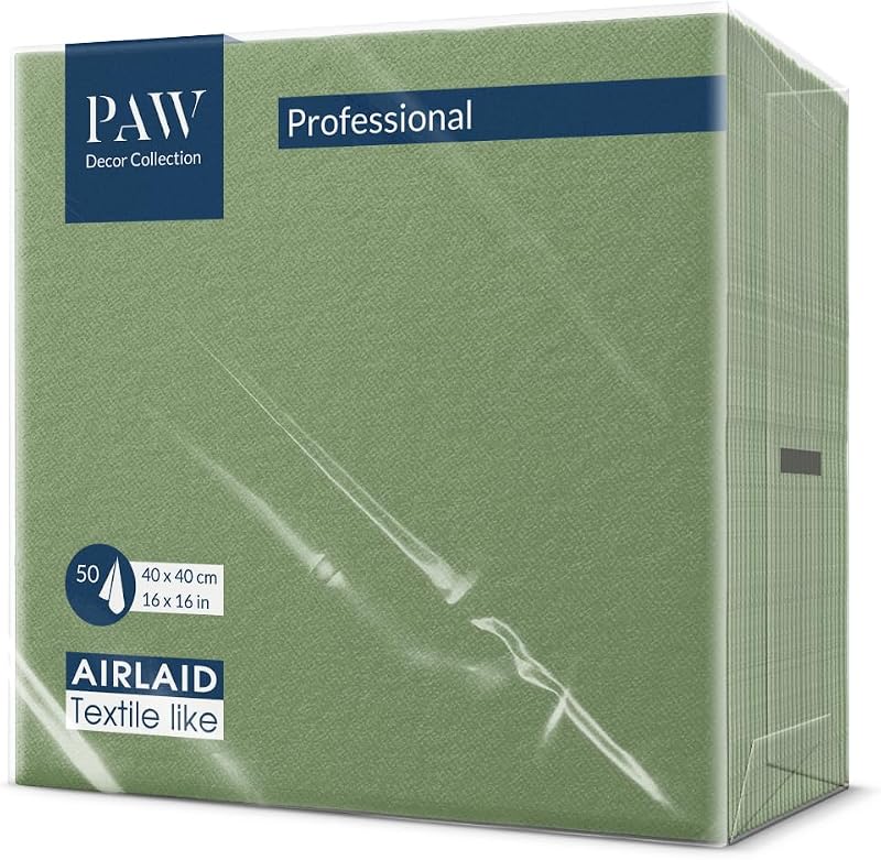 PAW - 50 Airlaid Napkins (40 x 40 cm) | Premium Absorbent Disposable Napkins | Ideal for Weddings, Parties and