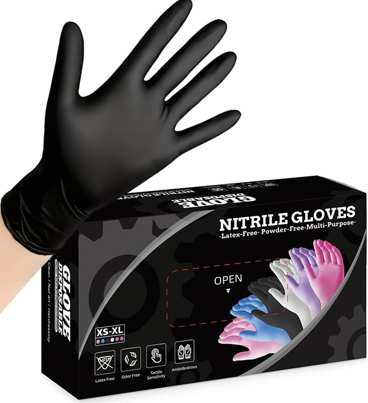 Disposable Black Nitrile Gloves Latex Free Suitable for Home Cleaning, Durable and Versatile, Quick Clean