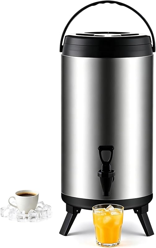 Distributeur d'eau chaude en acier inoxydable pour robinet 12 l | Seau isotherme en acier inoxydable avec pied
