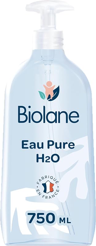 BIOLANE - Pure H2O Baby Water - Cleans and protects - Pump bottle - 750ml | Face, Body and Seat, Leave-in, 99%
