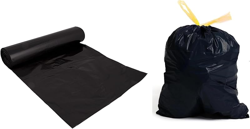 Lot de 60 sacs poubelle noirs parfumés au citron de 50 l avec poignées à cordon de serrage | Sacs poubelle de 