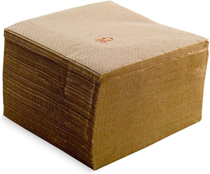 MORIGAMI Lot de 100 serviettes en papier couleur naturelle 2 couches, lisses avec liseré, haute absorption, je