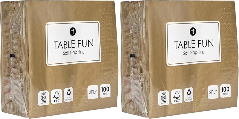 Talking Tables 100 x Serviettes en papier doré doux en vrac pour anniversaire, mariage de Noël, restauration, 