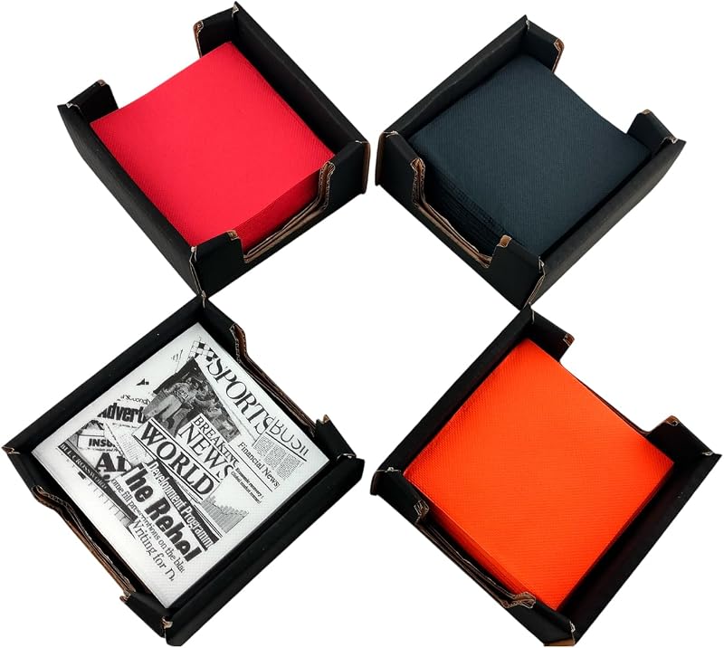 Lot de 100 serviettes en papier multicolores + 4 serviettes en carton recyclé de couleur noire – Idéales pour 