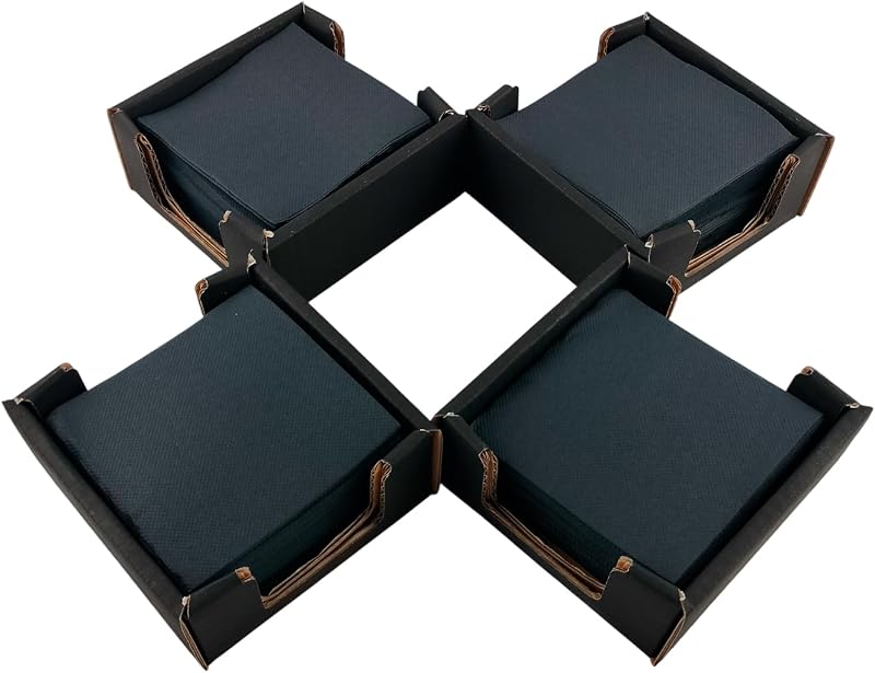 Lot de 100 serviettes en papier noires + 4 serviettes en carton recyclé de couleur noire, idéales pour les coc