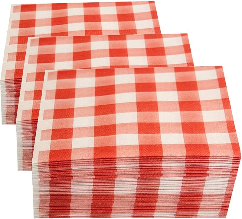 MORIGAMI SER41017705 Napkins 40 x 40 cm Airlaid 1/4 Fold 50 Napkins Gingham Red (Pack of 3)
