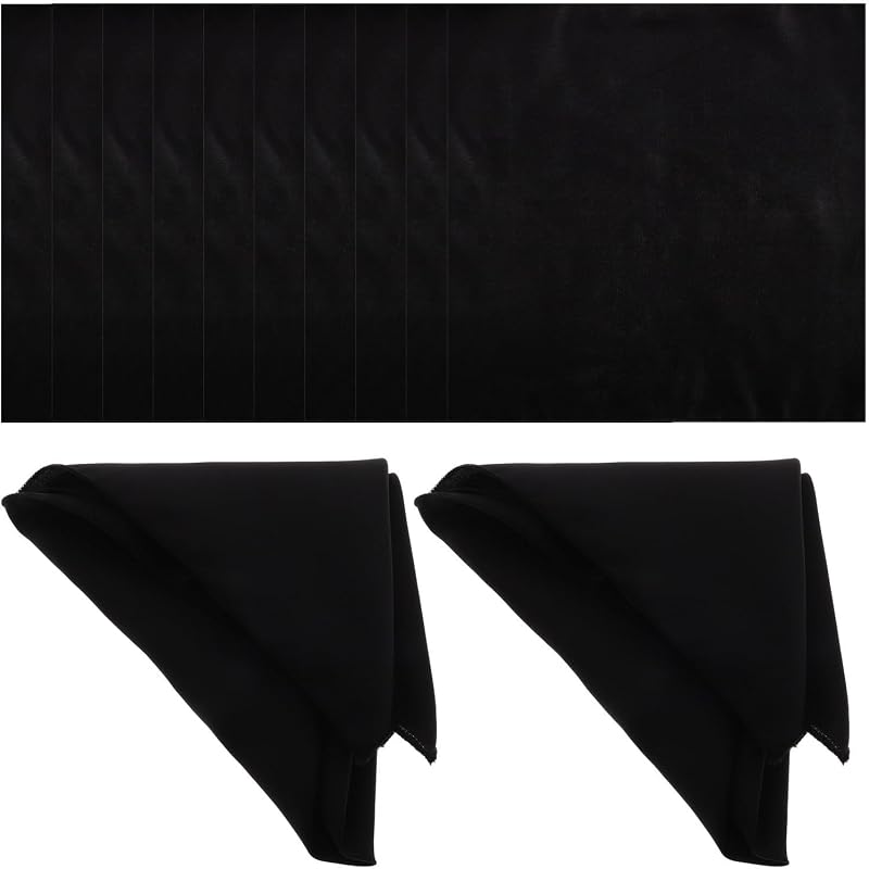 HEMOTON Serviettes de Cocktail Lavables Réutilisables Lot de 12 en Polyester Noir Design Élégant Restaurant et