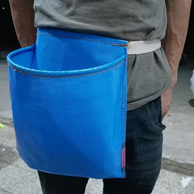 Blue Heavy Duty Polyethylene Large Capacity Fruit Vegetable Harvesting Apron for Gardening Farming Weeding