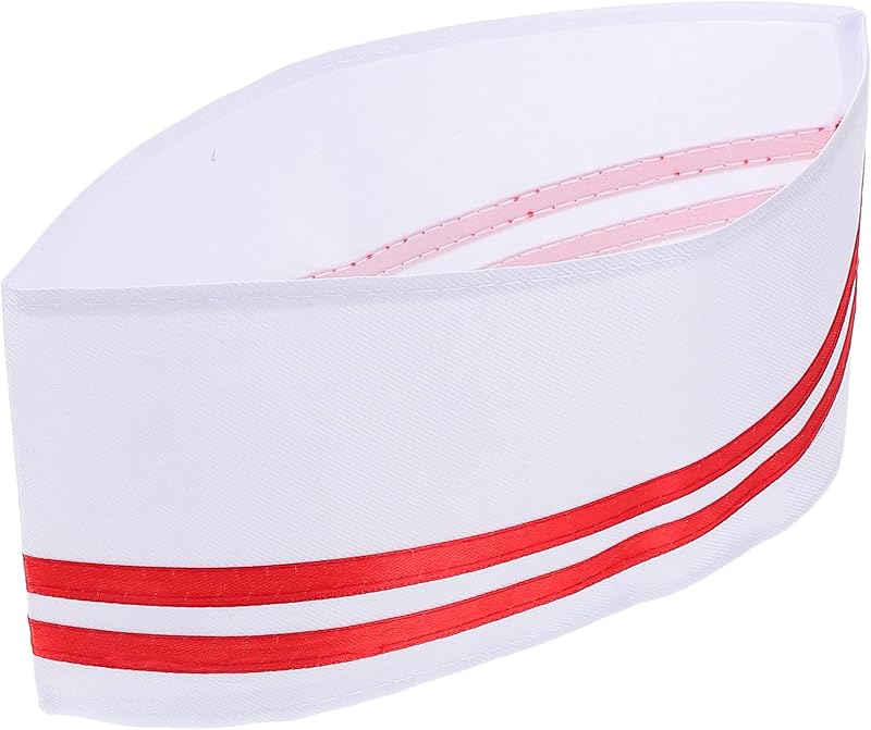 Ciieeo Toque Cuisine pour Femmes et Hommes en Polyester Léger Bordure Rouge, Style Rétro, pour Hôtels et Boula