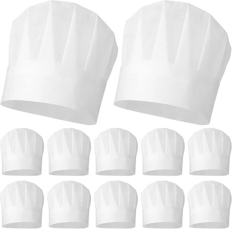 BESTonZON Toque de Chef Jetable en Papier pour Garçon et Filles 20 Pièces Léger Confortable Adapté pour Cuisin