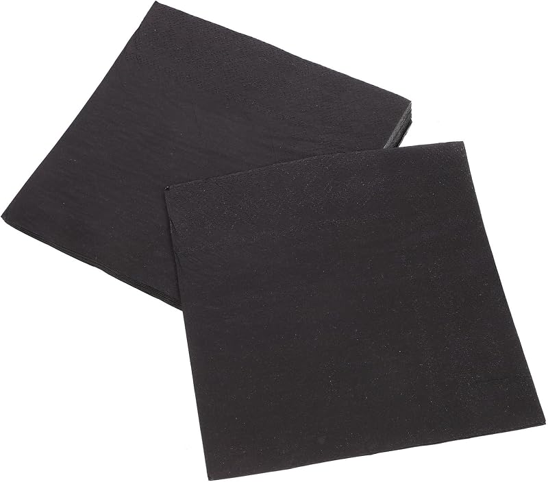 STOBAZA 20 Feuilles Serviettes à Cocktail en Papier Noir Double Couche 16,5x16,5cm pour Mariages et Fêtes, Ser