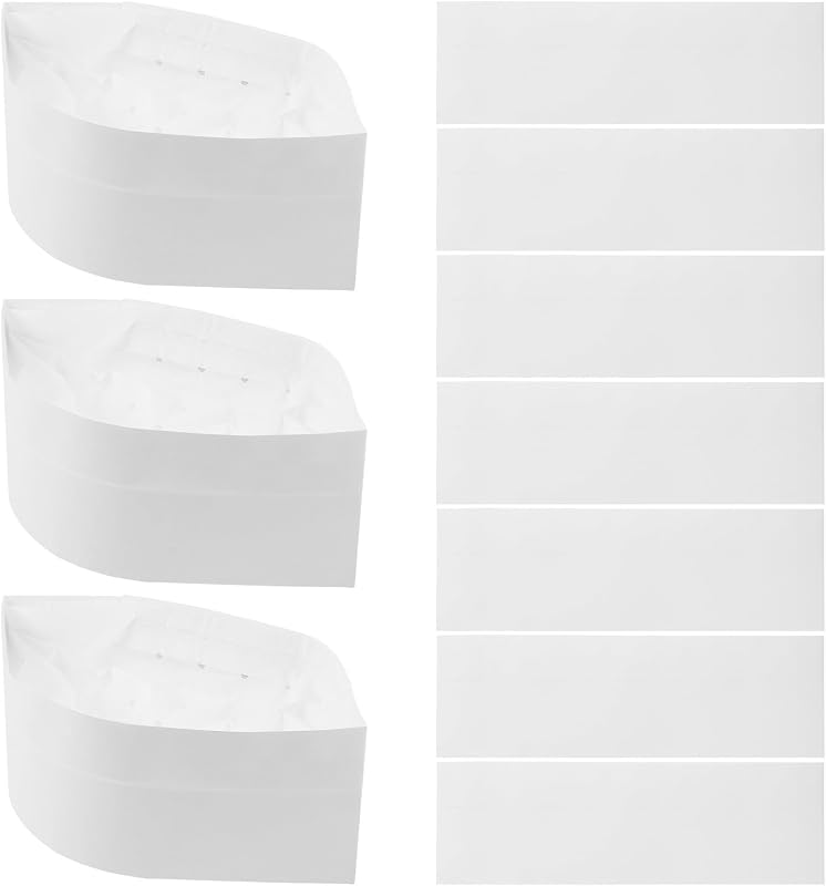 BESTonZON Toques de Cuisinier Jetables en Papier Blanc Tour de Tête 55cm Lot de 20 Casquettes de Chef Sûres et