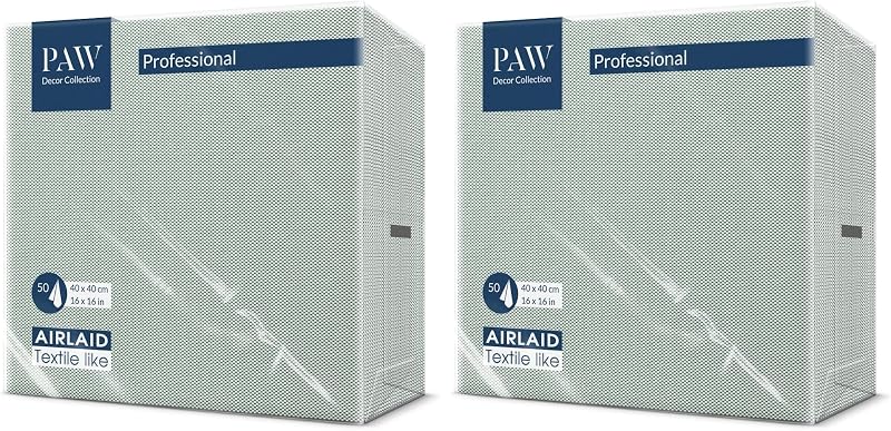 PAW - 50 Serviettes en Airlaid Aspect Tissu (40x40 cm) | Serviettes Jetables Haut de Gamme et Absorbantes | Id