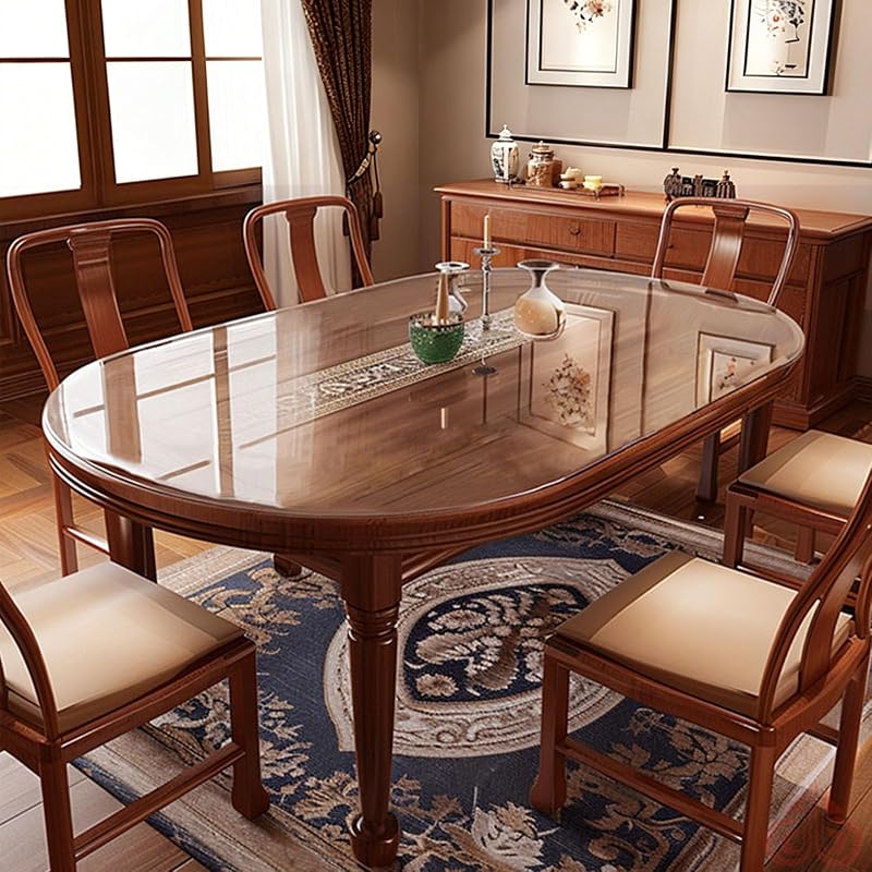 Customized Dimensions Thick Transparent Tablecloth, PVC Protective Film Table | Oval Anti-Stain Table Protecto