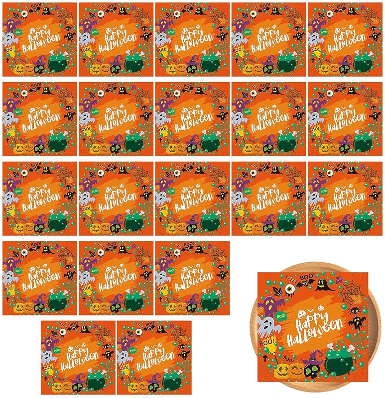 Serviettes Pour Fête D'Halloween 20 Pièces Essuie-Mains De Table | Serviettes À Cocktail Festives Pour Décorat