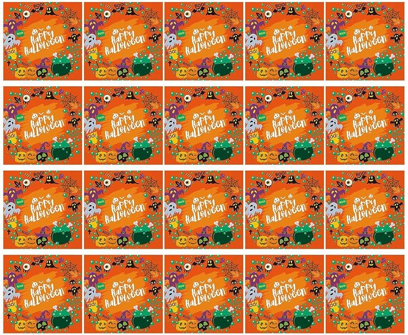 Serviettes en papier Halloween 20 Pièces Essuie-Mains De Table | Serviettes À Cocktail Festives Pour Décorateu