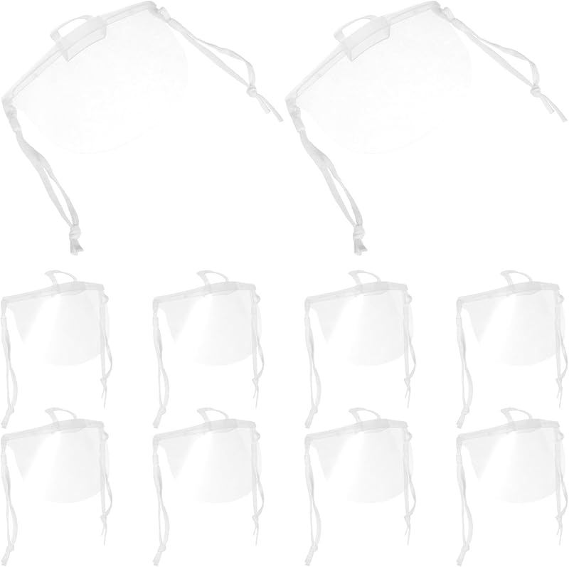 BESPORTBLE 10pièces Masque Facial Transparent Réutilisable Protection Bouche Anti-buée Visière Plastique Pet p